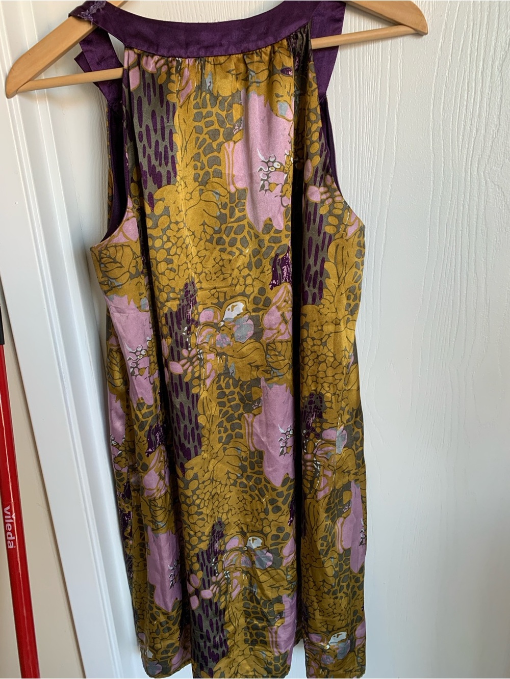 BCBGMaxAzria Purple and Mustard Floral Halter Midi Dress